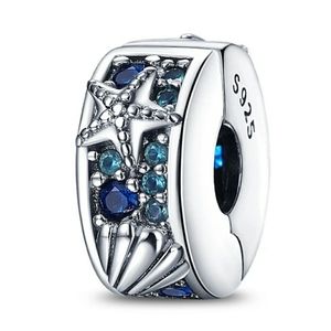 Starfish and Seashell Clip charm S925